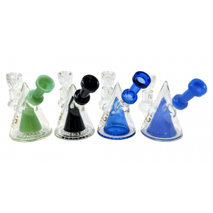 5" Loud Cloud Glass Pyramid Perc Water Pipe W/ Banger - [SI-102]